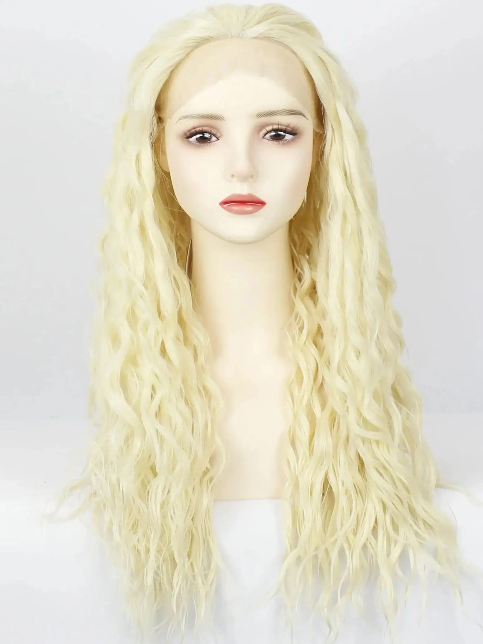 Long Brown Curly Transparent Lace Synthetic Human Hair  Front  Curly Lace Female Wig