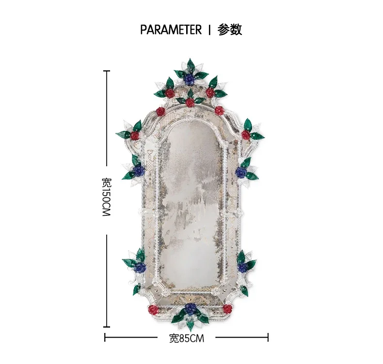 Wall decoration silver-white decorative makeup mirror, table comb rattan weaving, fill light mirror6239