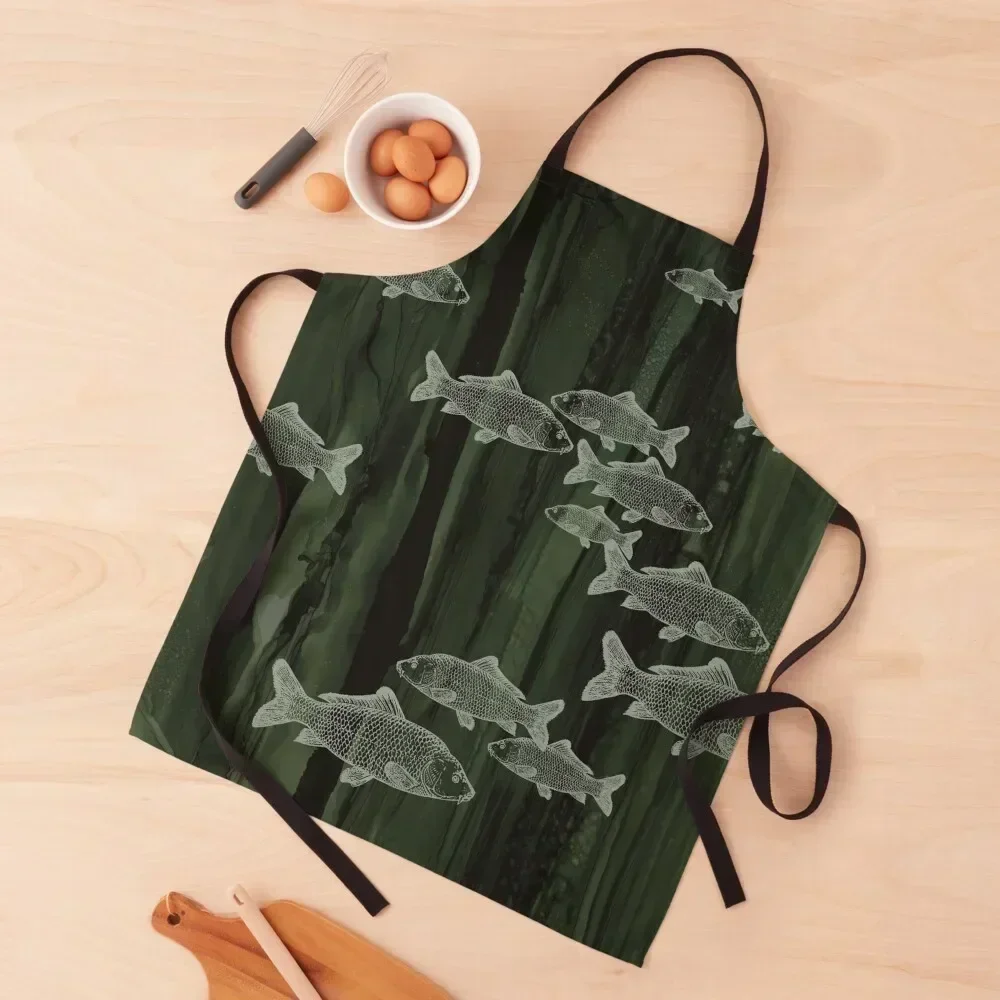 

Carp in the Reeds V - Contemporary fishy design Apron useful gadgets for home Chef Accessories Sexy For Women Kitchen Apron