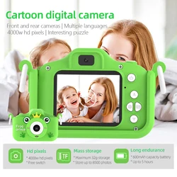 Cámara digital con pantalla IPS de 2 pulgadas para niños, regalo de cumpleaños, fotografía de rana de dibujos animados, carga USB