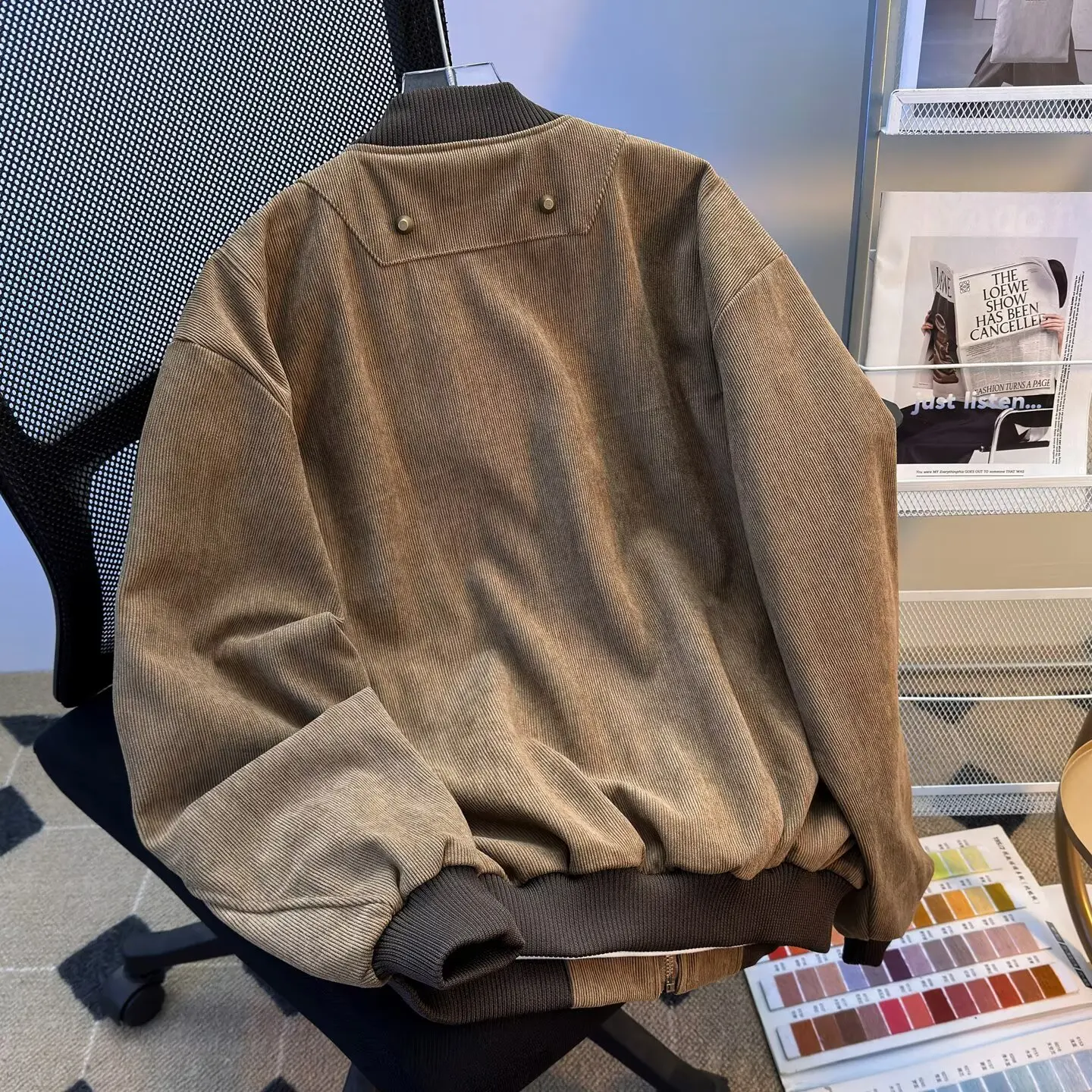 

Street Sle American Corduroy Jaet Men's Color Patchwork Workwear Coat Autumn Retro Hong Kong Sle Baseball orm