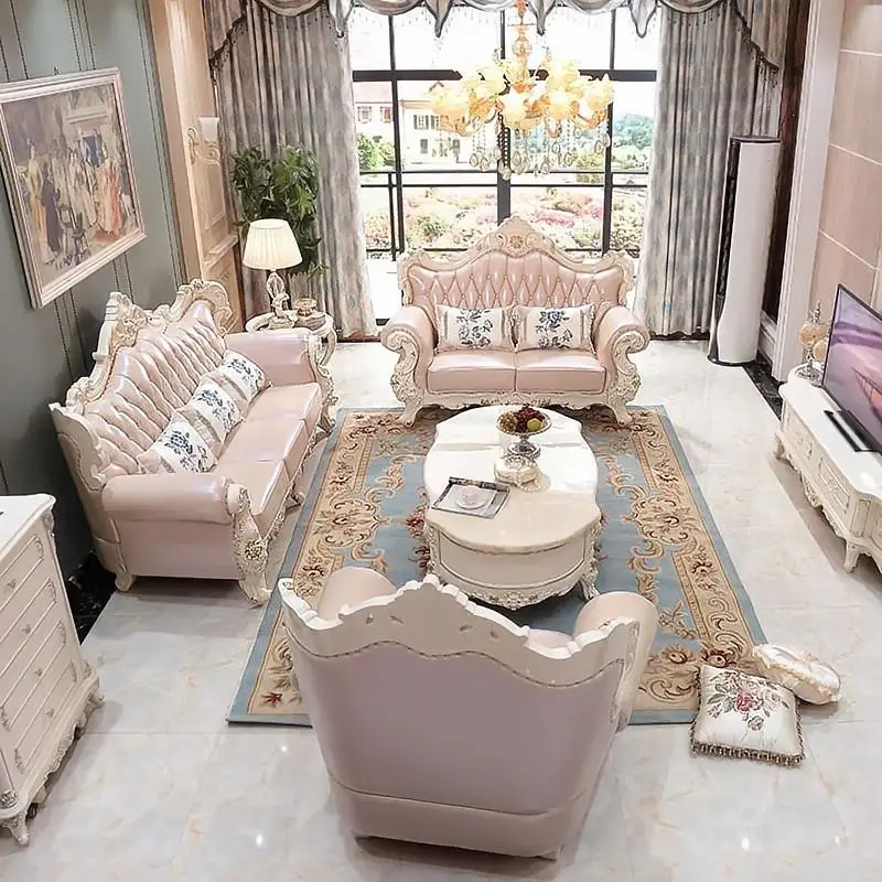 Carved With Gold Distressed Color Middle East Furniture Antique Sofa Set Classic Italian Luxury Living Room Sofa Set