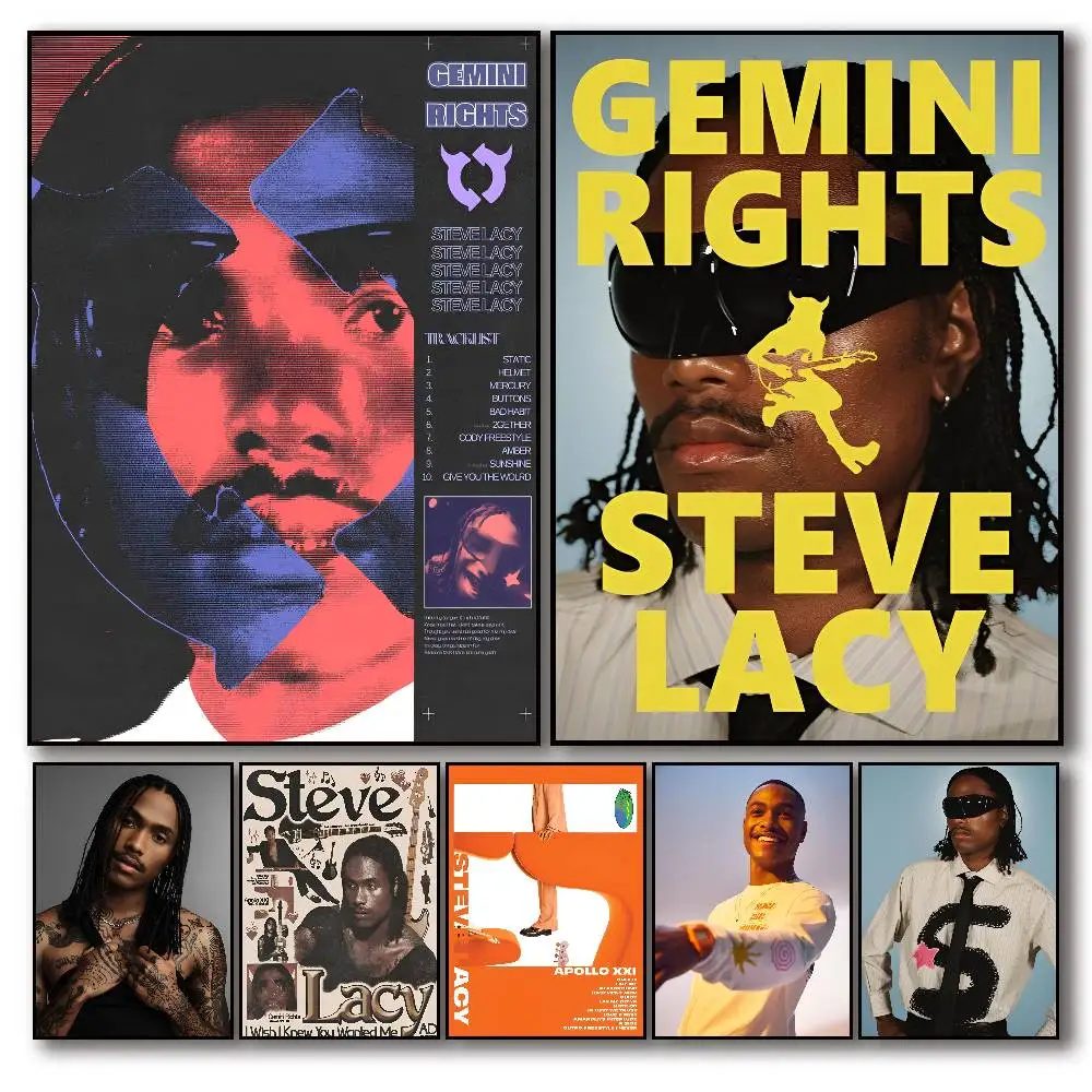 Singer Steve Lacy Album Poster Self-adhesive Art Room Entrance Restaurant Wall Decor Art Painting