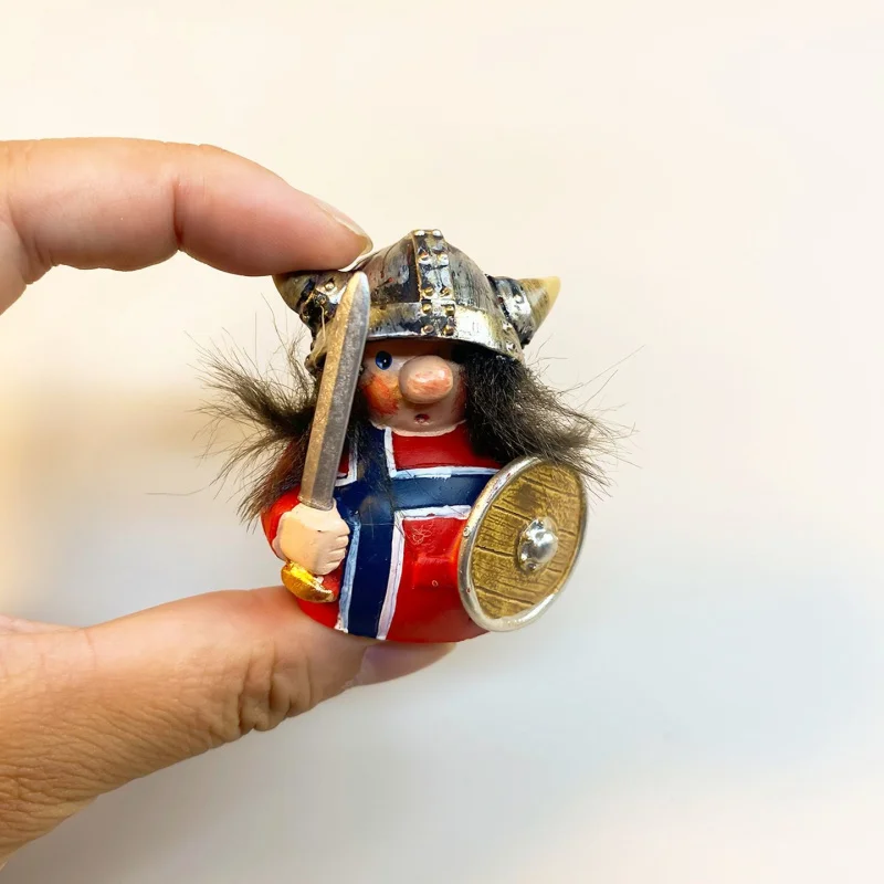 

3D Resin Norway Viking Warrior Fridge Magnet - Troll Style Souvenir Small Fun Home Decor Magnetic Imanes Nevera