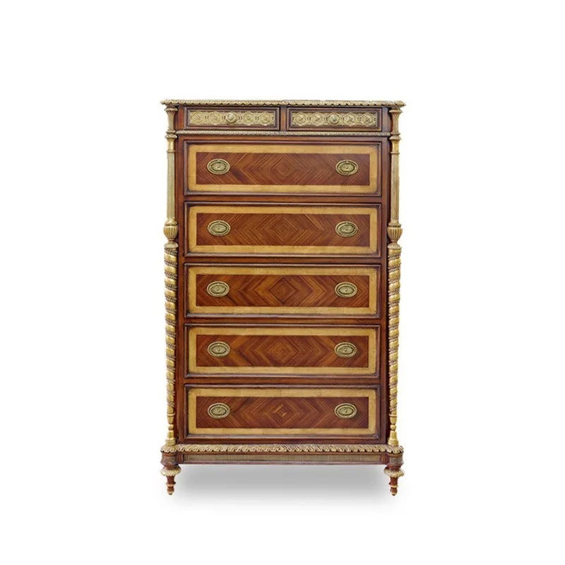 Neoclassical high chest cabinet European seven chest cabinet solid wood chest cabinet bedroom storage