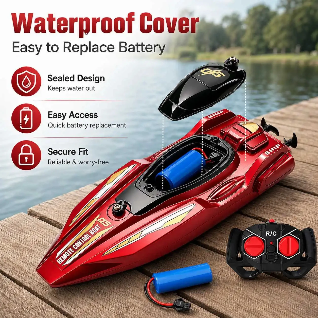 Mini RC Boat 2.4GHz Dual Motor Waterproof Remote Control Speedboat Racing Toy for Pool Lake Outdoor Kids Adults Boys Gift
