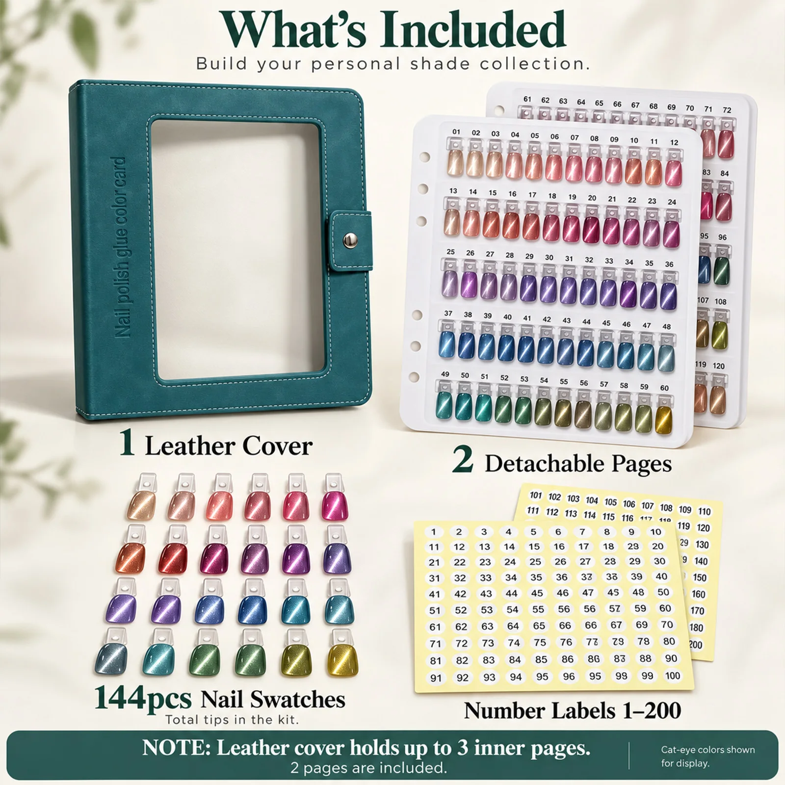 60/120/180 Colors Premium Magnetic Nail Polish Color Card Book Reusable Magnetic Nail Tips Detachable Nail Art Display Board