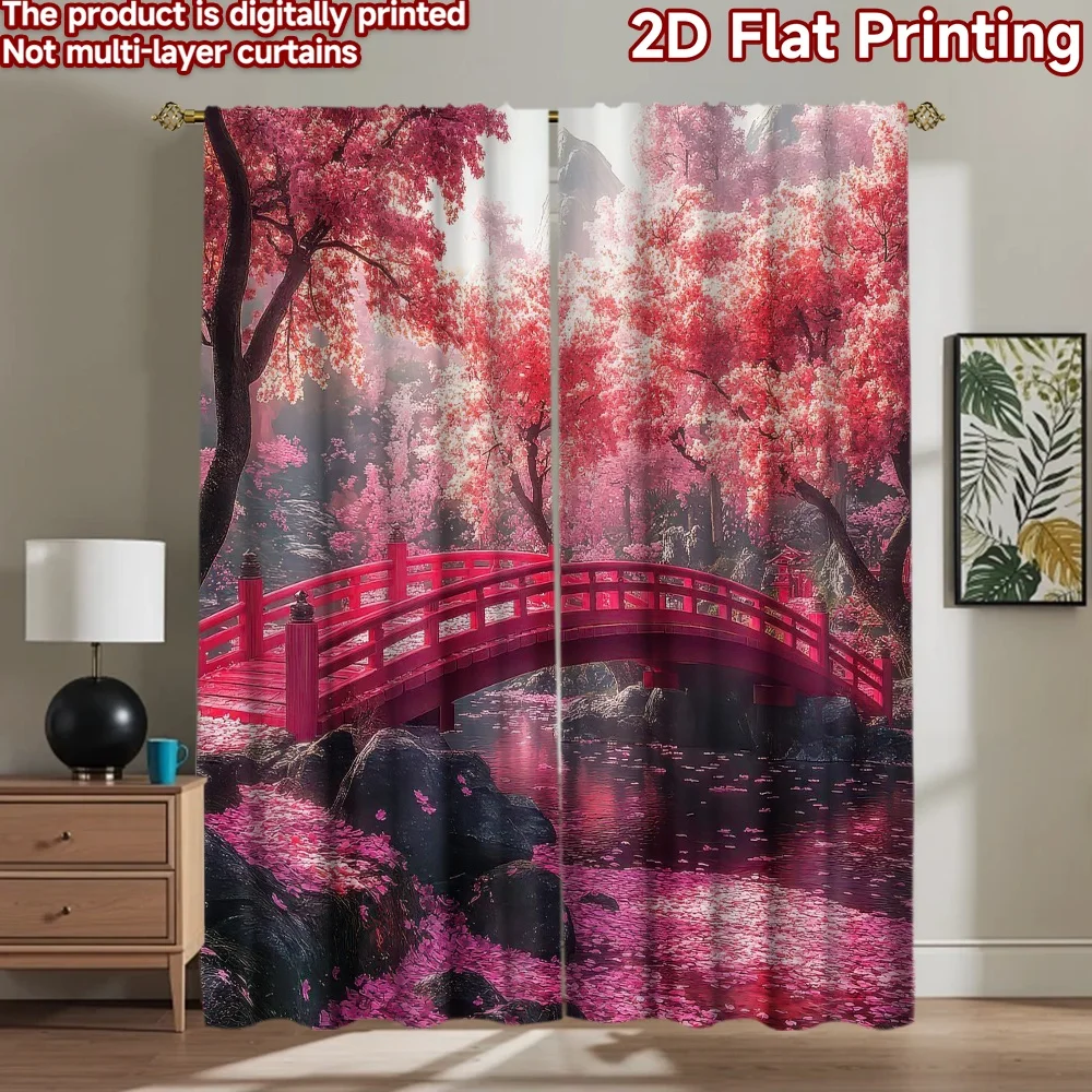 

1pc 2D flat Photography Backdrop Tapestry Cherry Blossom Bridge 100% Polyester Festive Backdrops Perfect for Suitable for