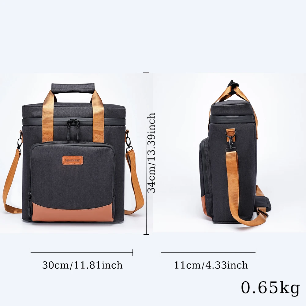 DENUONISS New Wine Cooling Bag 100% Leakproof Picnic Cooler Bag Vintage Leather Refrigerator Bag Portable Thermal Bag