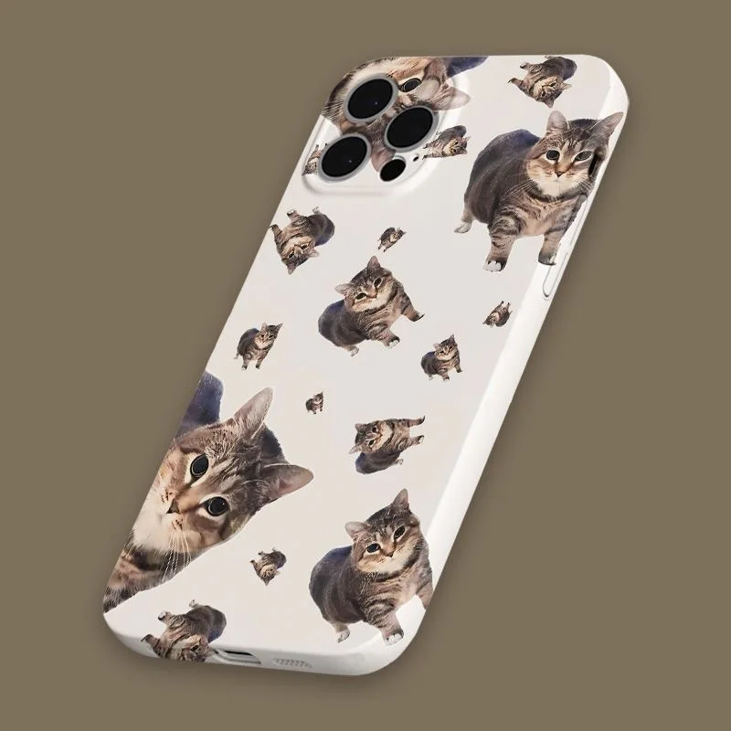 เกาหลีINSน่ารักแมวเต็มหน้าจอเลนส์ป้องกันกรณีโทรศัพท์น่ารักสําหรับiPhone 16 15 14 11 12 13 Pro Max Plusปกหลัง