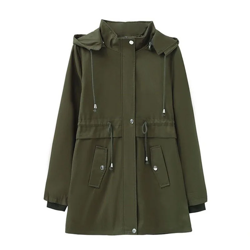 

Весенне-осенние женские куртки, хлопковая ветровка с капюшоном, женское базовое пальто, куртка средней длины на молнии, женская верхняя одежда Gabardina Mujer