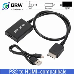 Grwibeou-Adaptateur de convertisseur audio-vidéo compatible PS2 vers HDMI, prise en charge des modes d'affichage PS1/2/3, TV, PC, câble Full HD