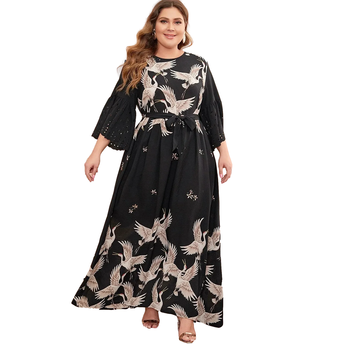 Middle East Muslim plus size fashion hot new Arab Dubai women\'s clothing fashion plus size print dress Long dress Saudi Malaysia