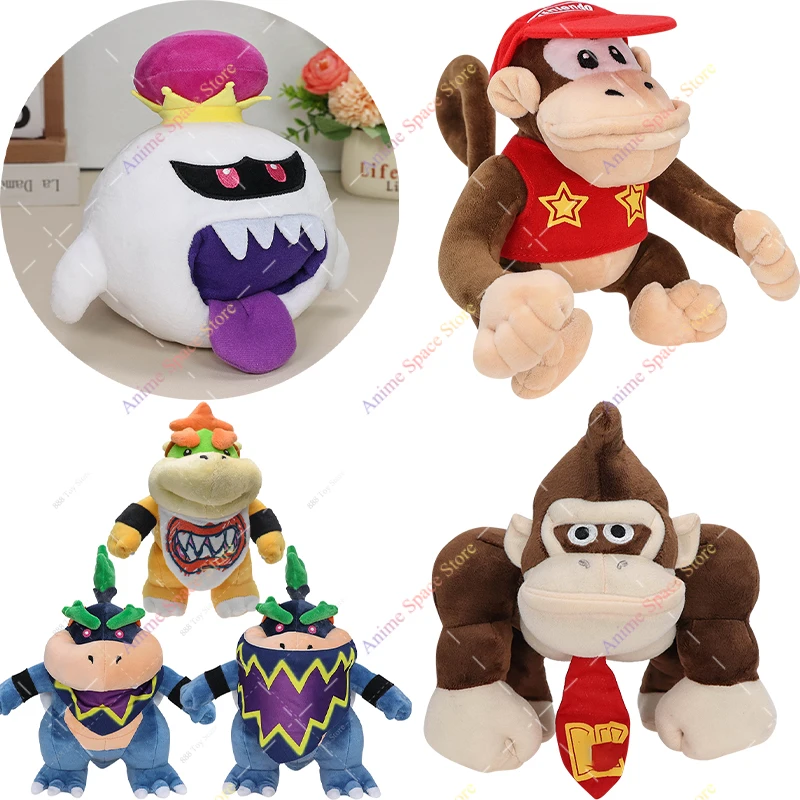 Peluches de Anime King Boo, Lindos Peluches de Wonder Bowser Jr., Diddy Kong de Cola Larga, Peluche de Animal de Peluche, Regalos de Cumpleaños para Niños