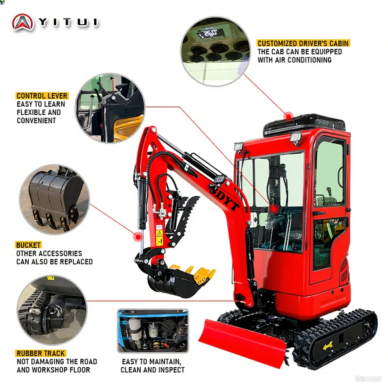 Mini Excavator Customized Ce Epa Euro 5 Kubota Engine1.5 1.8 Ton Mini Excavator Factory Transaction In China