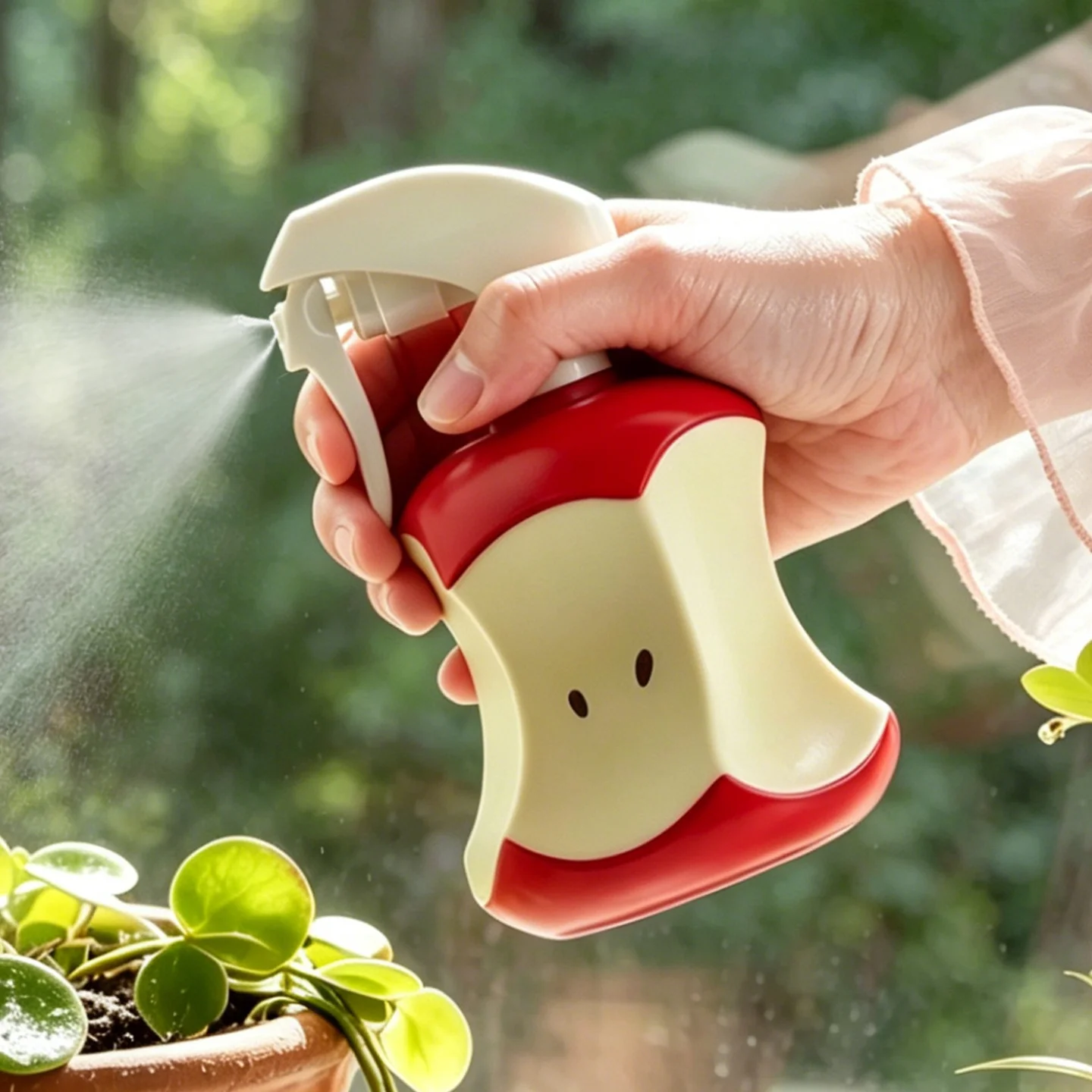 300ML Cute Apple Core Shaped Spray Bottle Handheld Fine Mist Sprayer Portable Watering Can for Indoor Plants Home Cleaning
