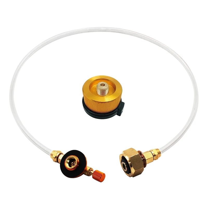 Outdoor Camping Kompor Gas Propane Refill ถัง Coupler อะแดปเตอร์แก๊สแท่นชาร์จแบตเตอรี่แก๊สถังแบนเครื่องมือเชื่อมต่อ