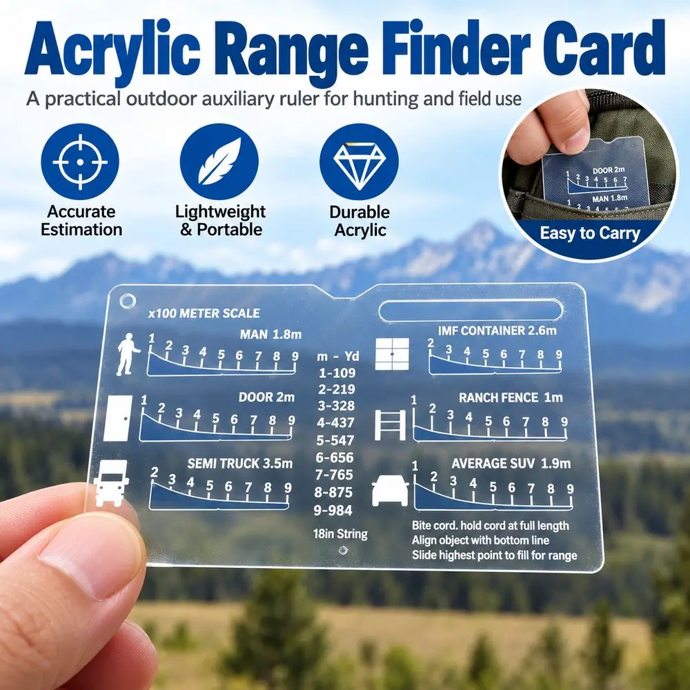 Acrylic Range Finder Card Square Outdoor Auxiliary Ruler Coordinate Grid Reader Hunting Ruler Auxiliary Rangefinder