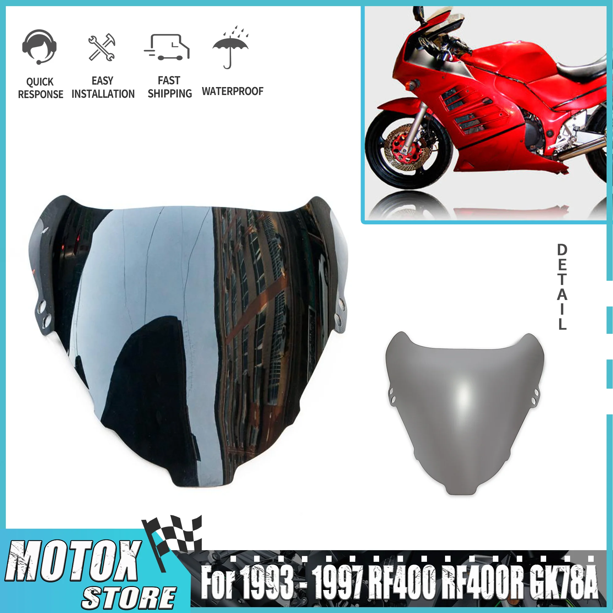 

Подходит для Suzuki 1993-1999 RF400 RF400R GK78A Лобовое стекло 1994 1995 1996 RF 400 Ветровой дефлектор Экран