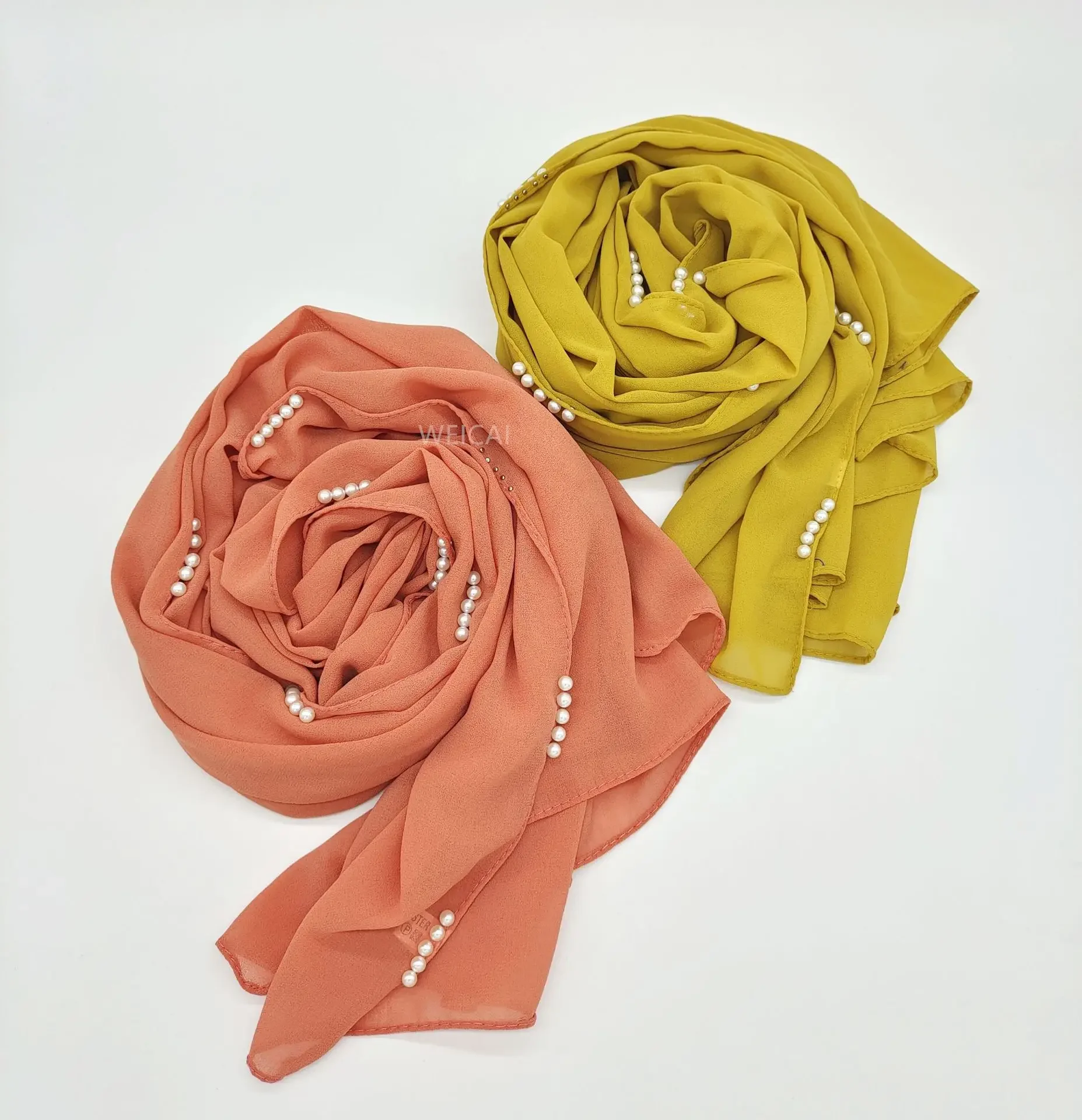 

Pearl Chiffon Scarf Bead Malay Indonesian Headscarf Hijab Muslim Women Shawl Wrap Turban Islam Stoles Bandanas Bufanda Foulard