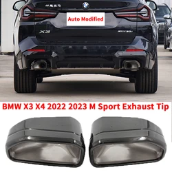 Car Exhaust Tip For BMW X3 G01 X4 G02 30i 2022+ Square Exhaust Pipe Black Muffler Tips Welding Exhaust System Nozzle Tailpipe