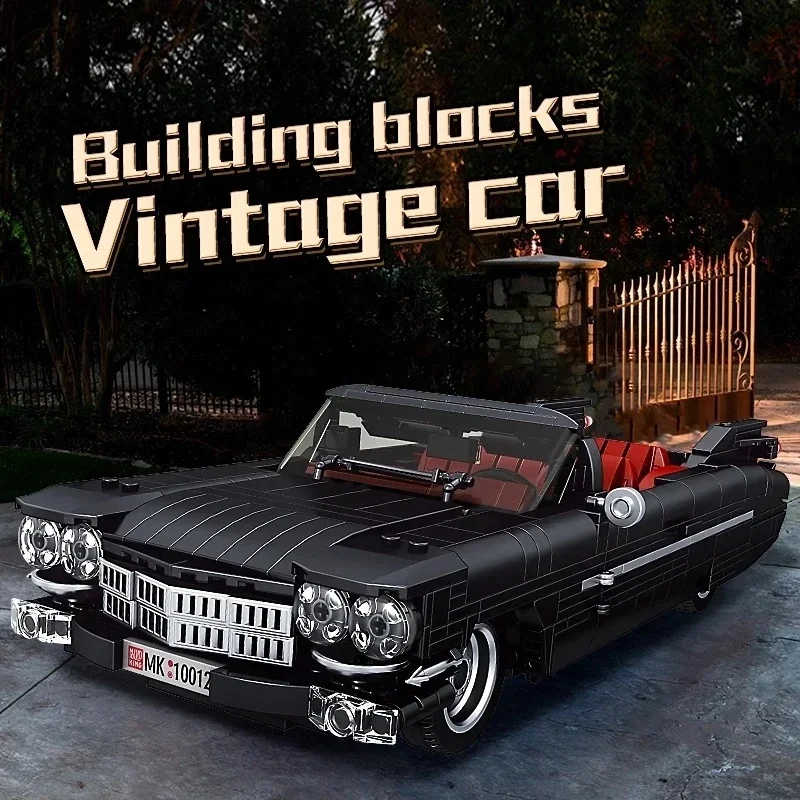MOULD KING 10012 Technical Sport Car Building Block Cadi Elrado Vintage Car Brick Retro Convertible Car Model Toys Kids Gifts