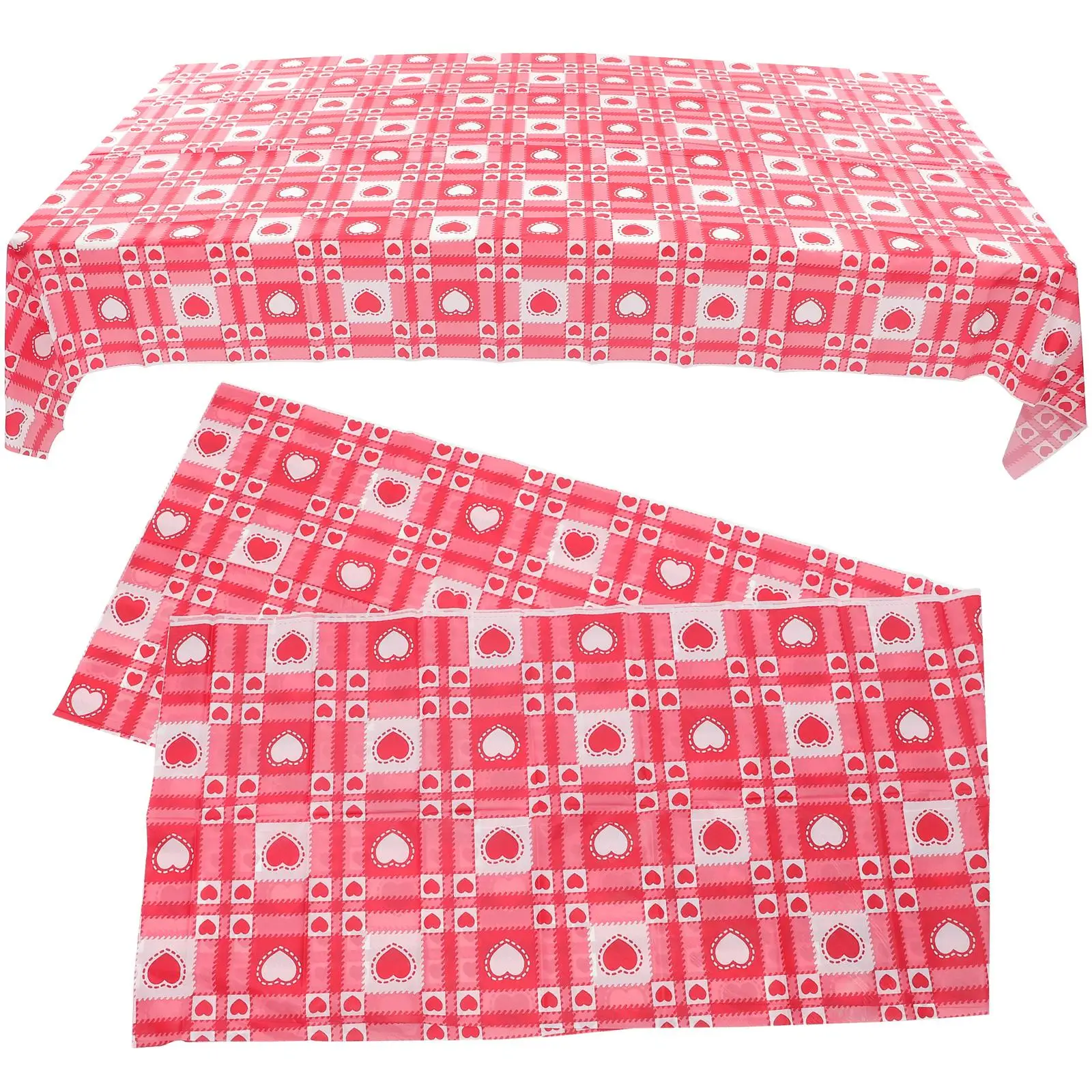 

2Pcs Disposable Plastic Tablecloth Heart Shaped PE Cover for Decorative Plastic Table Cover Wedding Party Buffet