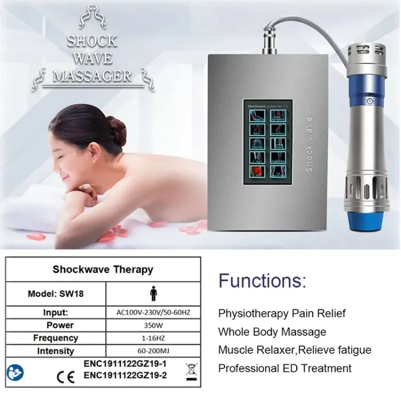 

Portable ED Electromagnetic Extracorporeal Shock Wave Pain Relief Body Relax Massager Machine Physical Therapy Massage Equipment