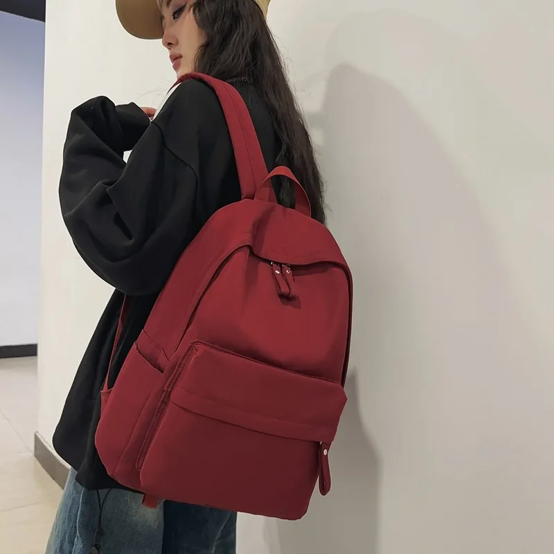 حقيبة ظهر للطلاب بلون سادة 2026 حقيبة ظهر ذات سعة كبيرة على طراز الكلية حقيبة سفر حقيبة ظهر ترفيهية #3