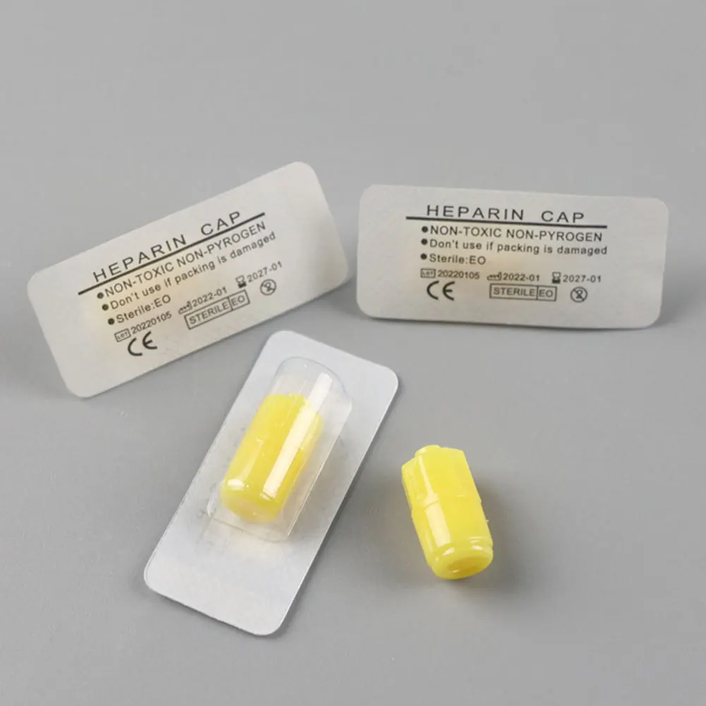 100Pcs/Box Heparin Cap IV Disposable Cannula Heparin Caps for Dog Cat Pet Veterinary Supplies Medicial Heparin Caps