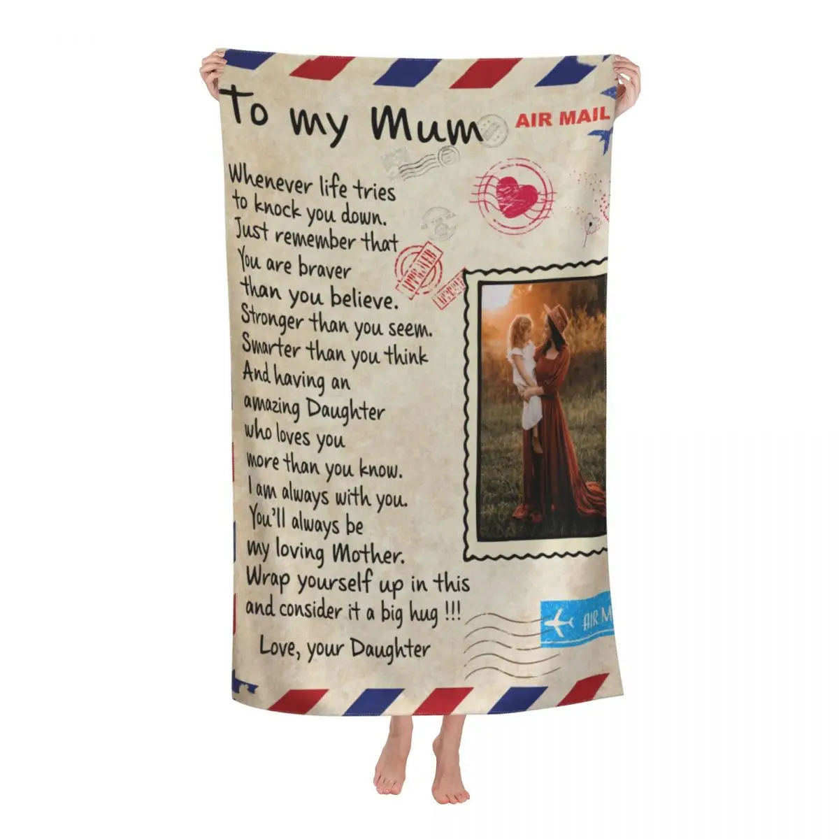 

Air Mail Letter Bath Beach Towel Microfiber Mother's Day Shower Sports Yoga Towels