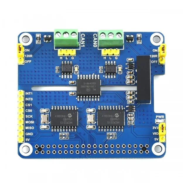 Waveshare 2-CH CAN HAT 2-Channel Isolated CAN Expansion HAT, Dual Chips Solution Multi Onboard Protection