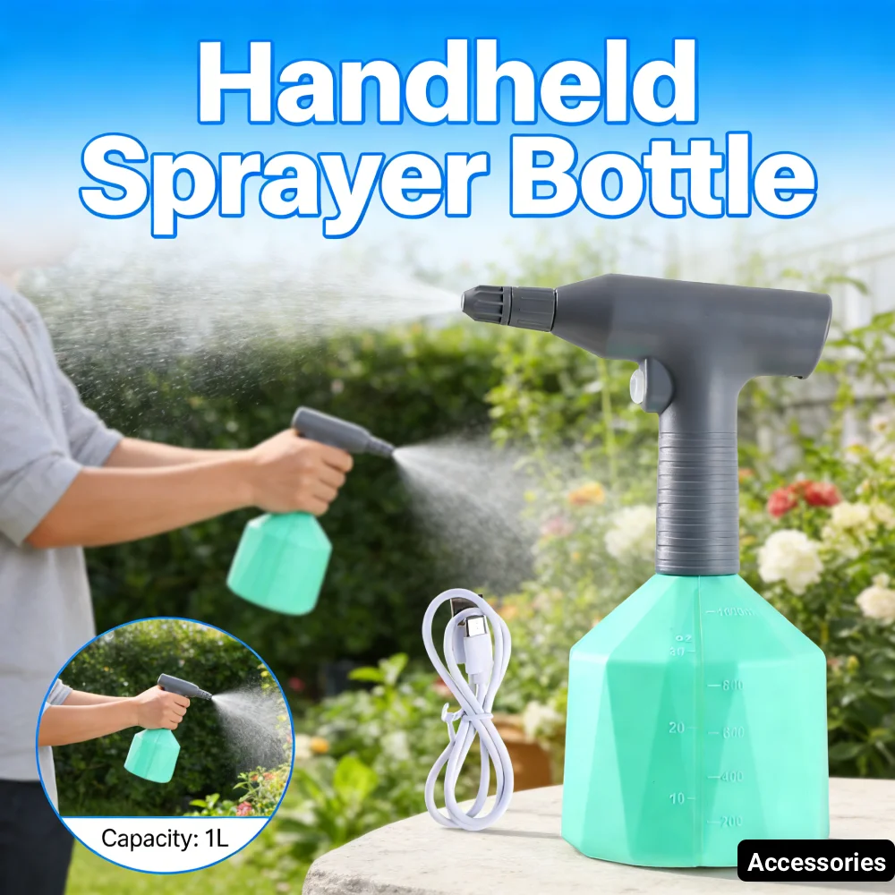 

1L Automatic Watering Can USB Rechargeable Handheld Sprayer Bottle 360 Adjustable Nozzle Leakproof for Agricultural Irrigation