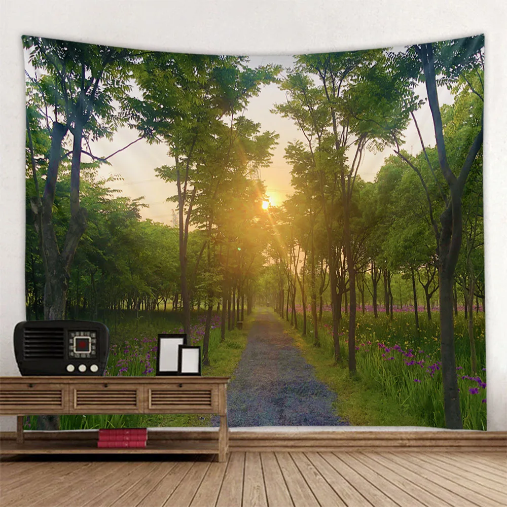 Forest tapestry, home mural, natural landscape, room aesthetic decoration wall hanging, background cloth, bed sheets, picnic mat