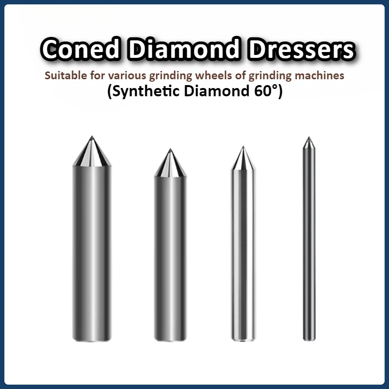 60° Cone Synthetic Diamond Grinding Wheel Dresser Pen Trimming Arc R Sharp Angle Cutter 3/6/8/10mm Shank Customizable
