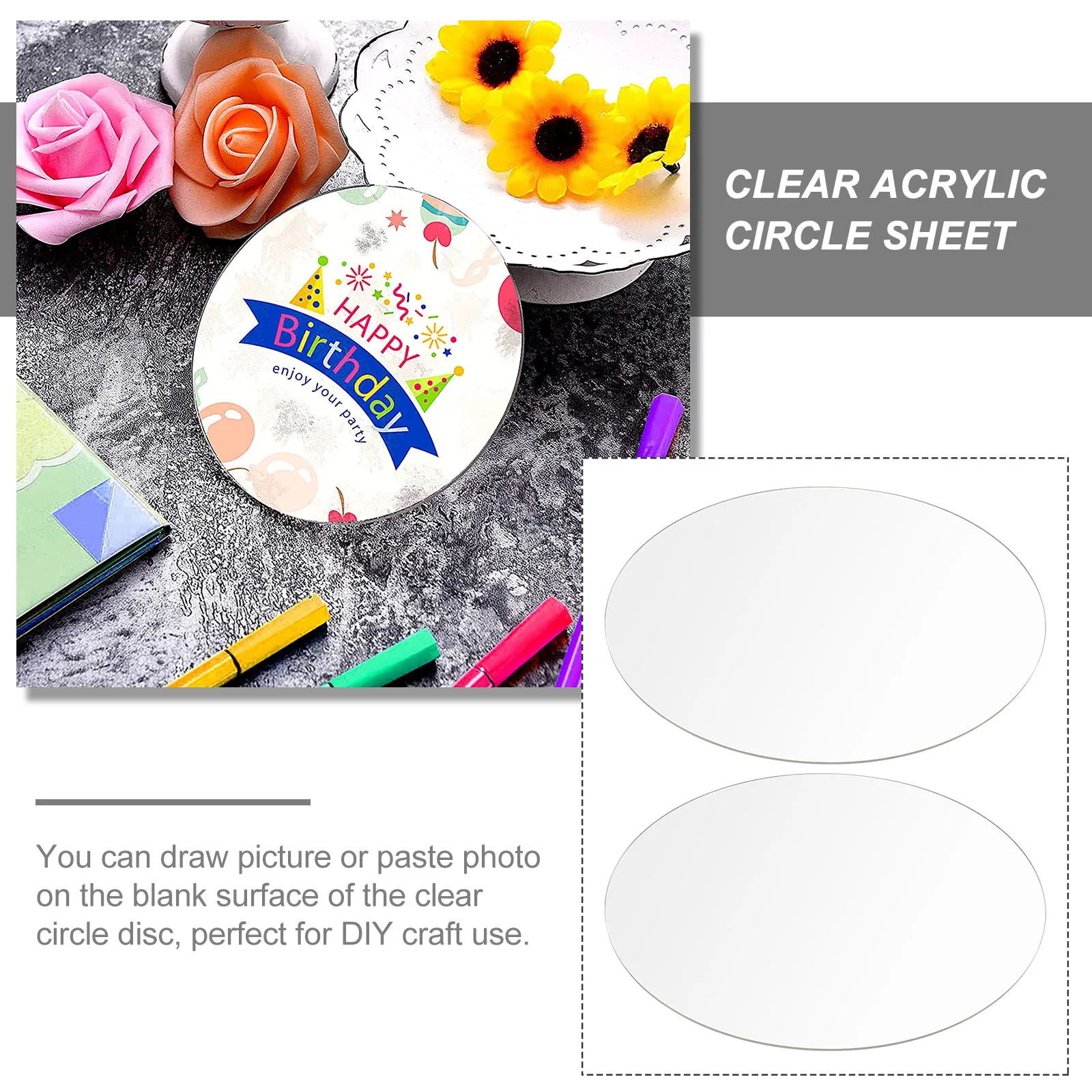 

2Pcs High-Grade Clear Acrylic Round Blanks Perfect for DIY Handcraft Long Lasting Safe Material Unique Gift Choice for Friends