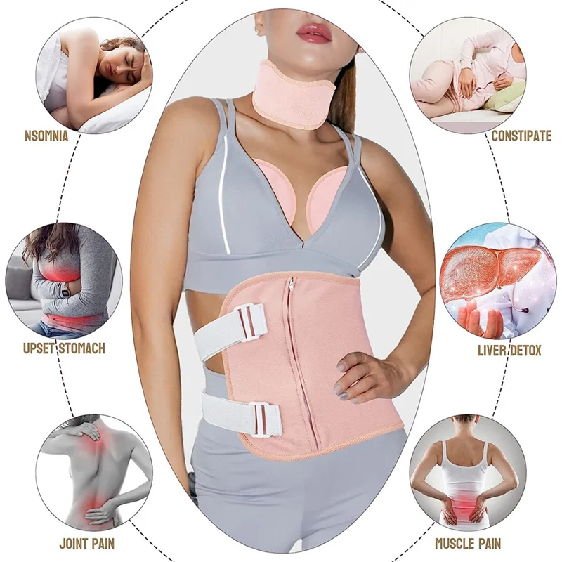 

X17A 2025 NEW-Adjustable Castor Oil Pack Kit Organic Castor Oil Pack Wrap For Waist Neck And Breasts, Pink