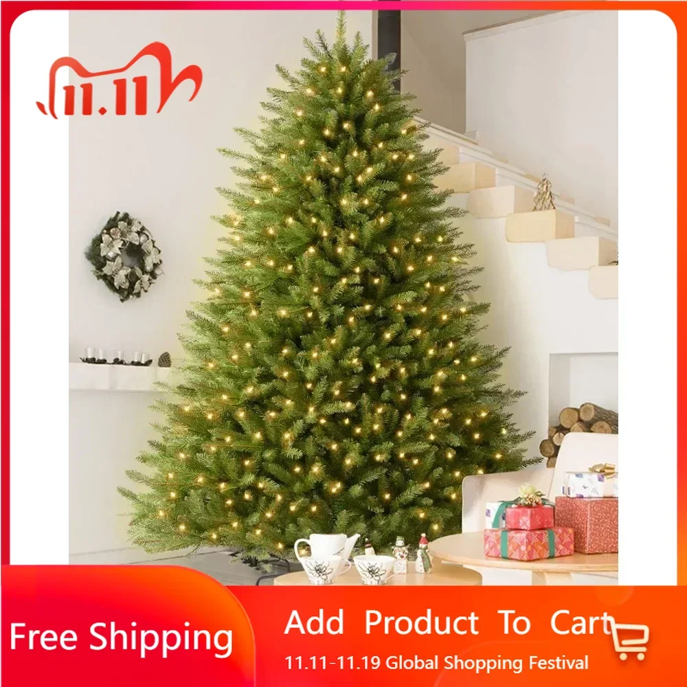 

7FT Premium Artificial Spruce Christmas Tree with 800 Clear Lights, Hinged/Feel Real/Realistic,7 Feet Prelit Christmas Tree