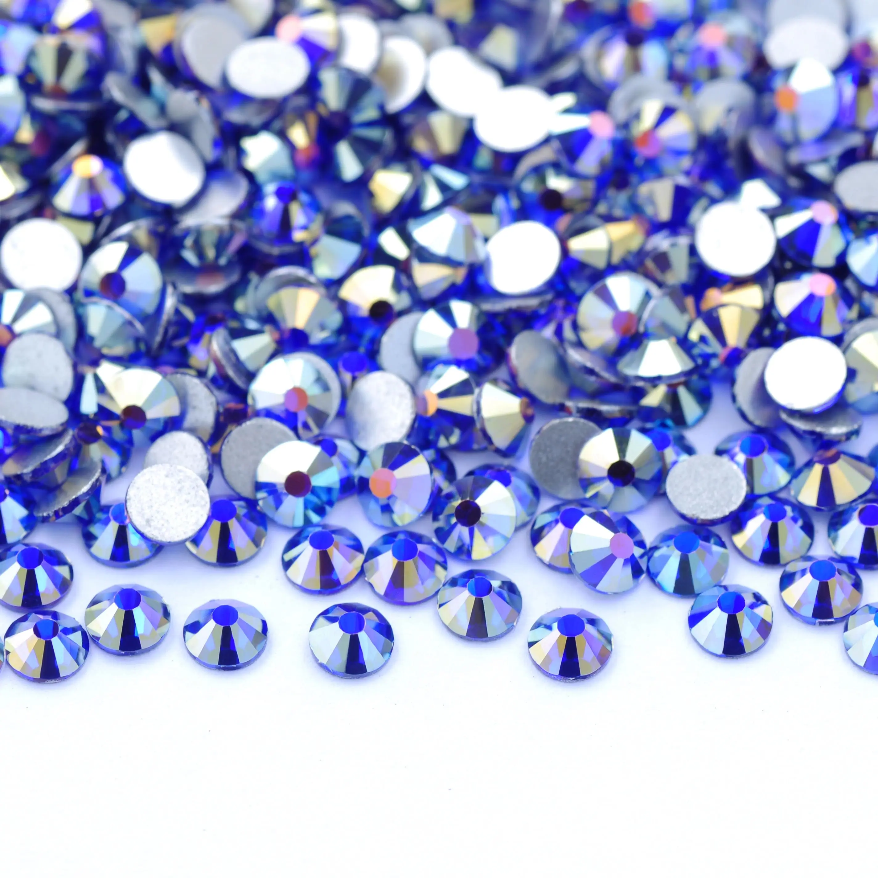 2058NoHF Sapphire AB Non Hot Fix Crystal Nails Art Glue on  Crystal Flat Back Beads Rhinestones Stones For Shoes Decoration