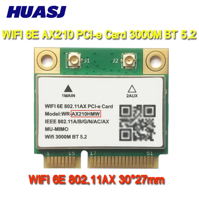 Huasj wifi 6 6e 802.11ax ax200 ax210  mini pci-e ax3000h  bluetooth 5.2 2.4ghz/5ghz adaptador pk 9260ac 8265ac 7265ac 7260ac