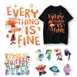 Inside Out 2 Patches Iron on Transfers for Clothes Joy Sadness Cartoon Heat Thermal Transfer for Bags Badge Kid Decor DIY