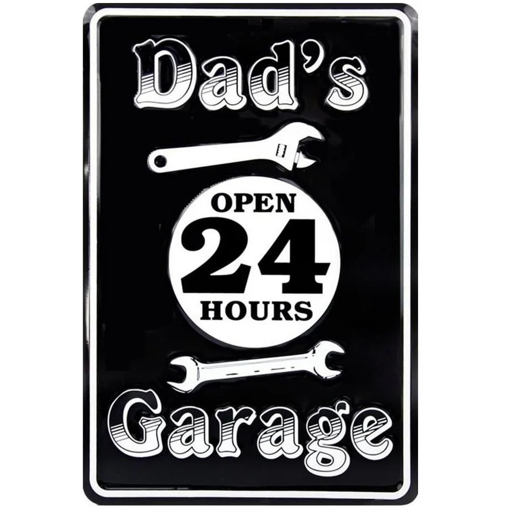 Dad\'s Garage Workshop Repair Shop 24 Hours Service Vintage Metal Tin Signs Retro Iron Picture Bar Cafe Garage Gym Pub Decor