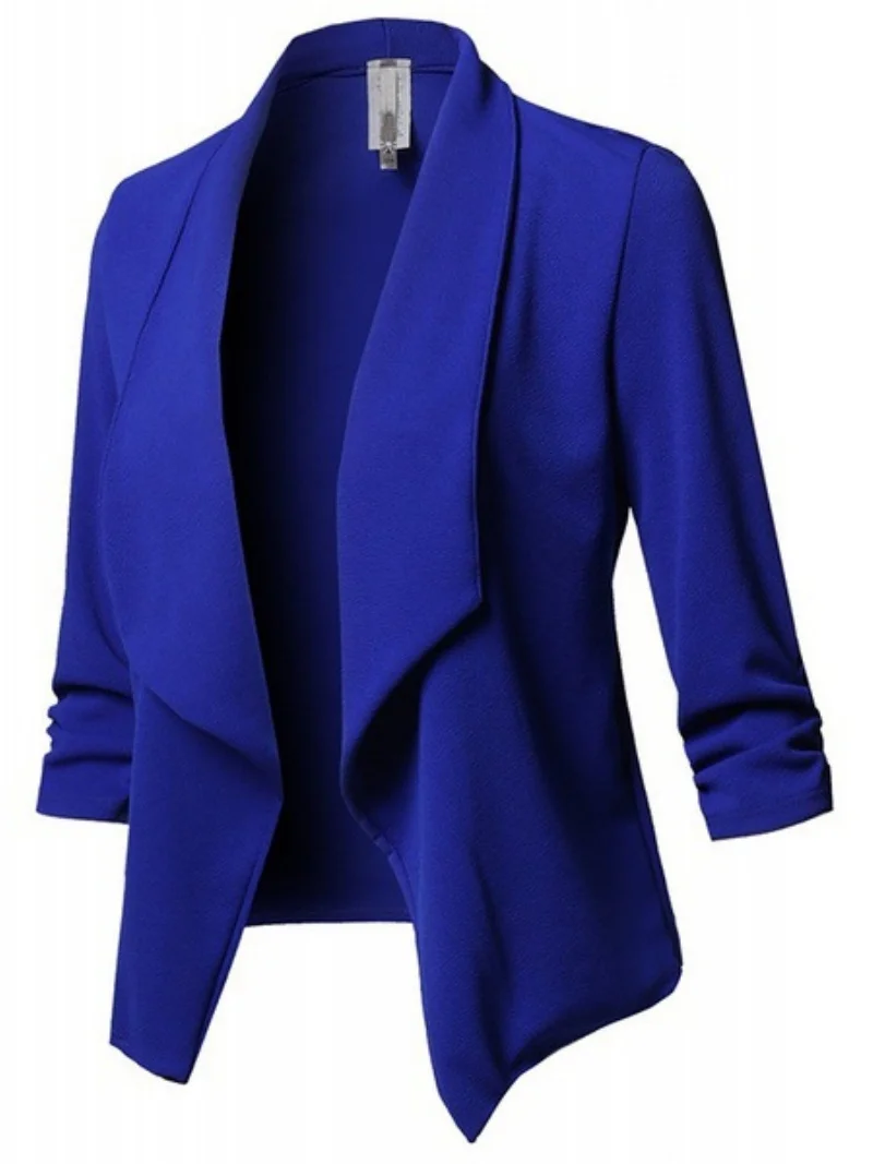 Office Women Solid Color Slim-Fit Blazer Lapel Open Front Short Suit Jacket Women's Blazer Formal Office Lady Plus Size Coats