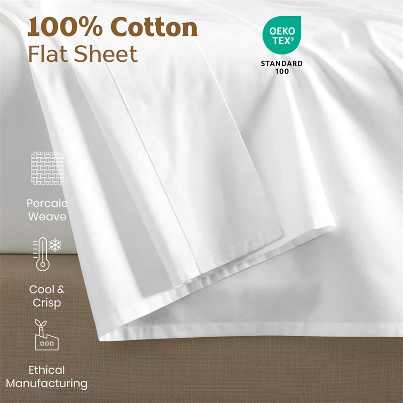 Soft 100% Egyptian Cotton Flat Sheet Only, 600TC Cotton Top Sheets Bed Sheets Bedsheet, Twin Full Double Queen Size Bed Linen