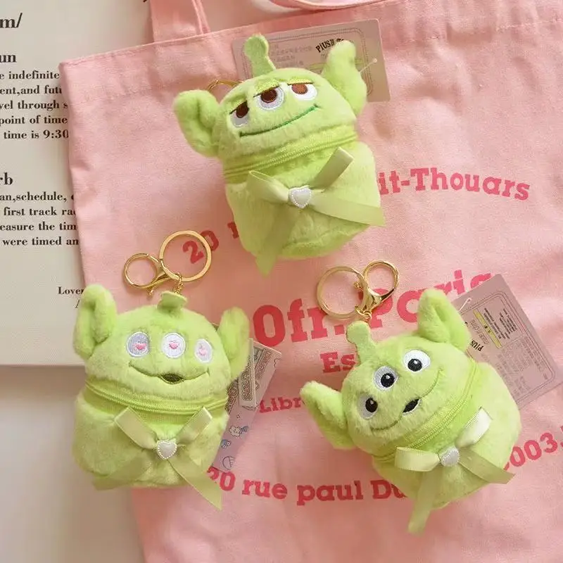 Toy Story Alien-funda abatible de felpa suave para auriculares, monedero de doble capa con cremallera, almacenamiento de joyería, regalo de Navidad para niña, 10Cm