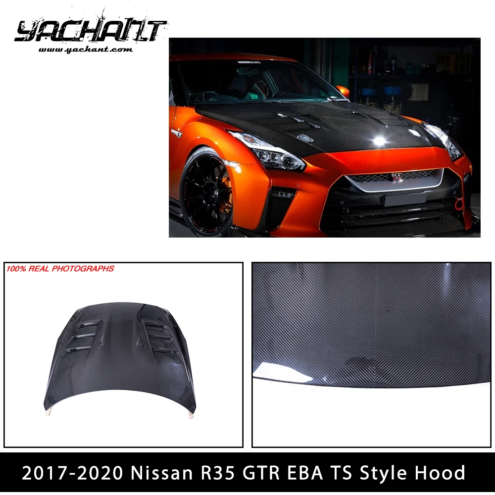 Car Accessories Dry Carbon Fiber DCF Hood with TS Style Fit For 2017-2020 Nissan R35 GTR EBA