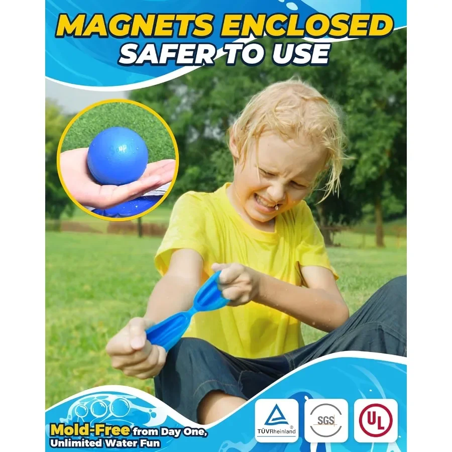 Palloncini d'acqua riutilizzabili da 16 pezzi - Palline d'acqua a riempimento rapido Giocattoli per bambini di età compresa tra 4-8 - Palloncino d'acqua autosigillante magnetico ricaricabile