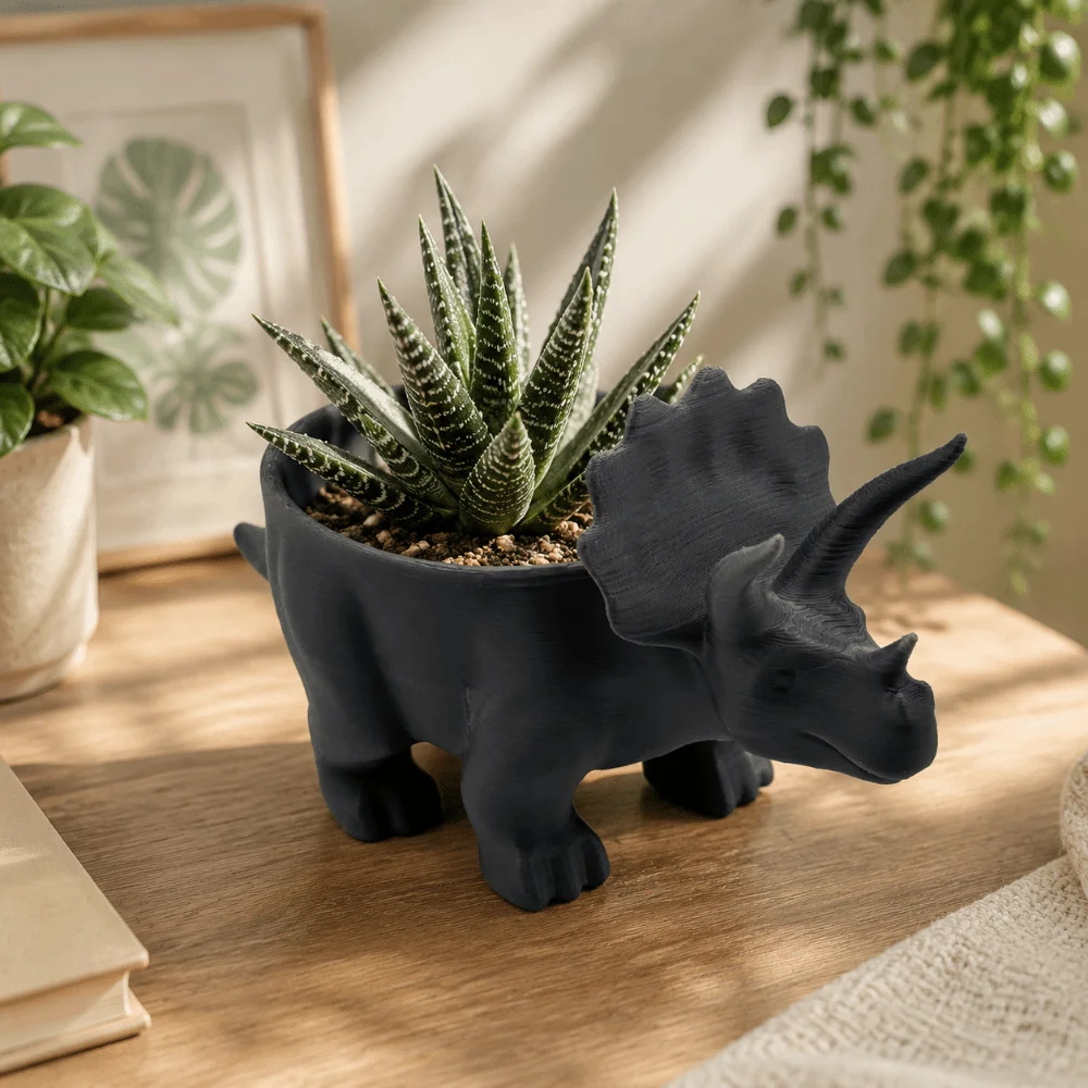 Cute 3D Printed Dinosaur Flowerpot Funny Desktop Decoration Small Storage Ornaments Mini Flower Pot Office
