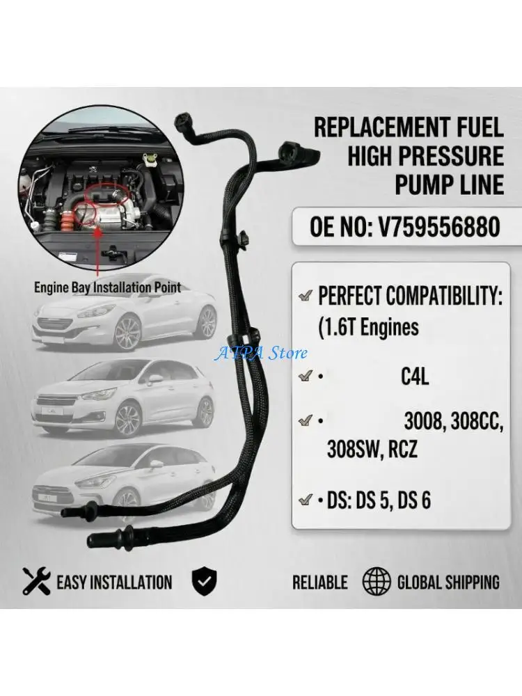 

U13C Automotive Replacement V759556880 For 3008 308CC 308SW RCZ C4 Injector Leak Offs Pipe Engine Parts