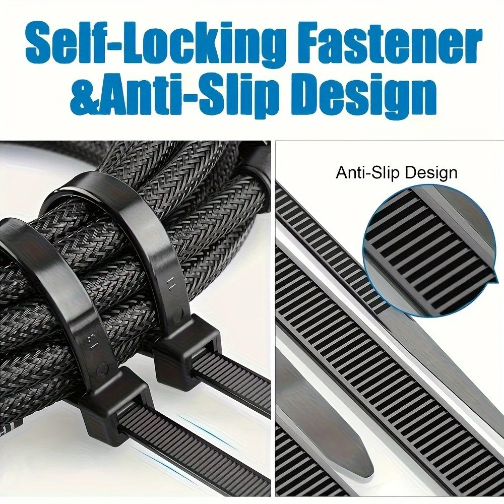 500Pcs Self-locking Cable Ties - Adjustable Anti-slip and Wear-resistant Cable Fixation, Multi-functional Fasteners, Waterproof
